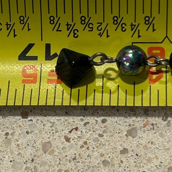 Vintage Japan Black Iridescent Bead Necklace Clip-On Earrings Set Elegant READ - Picture 14 of 14